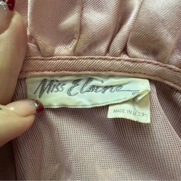 Vintage 70’s Miss Elaine Satin Floral Print Ruffle Trim Puff Sleeve Robe - Picture 9 of 9